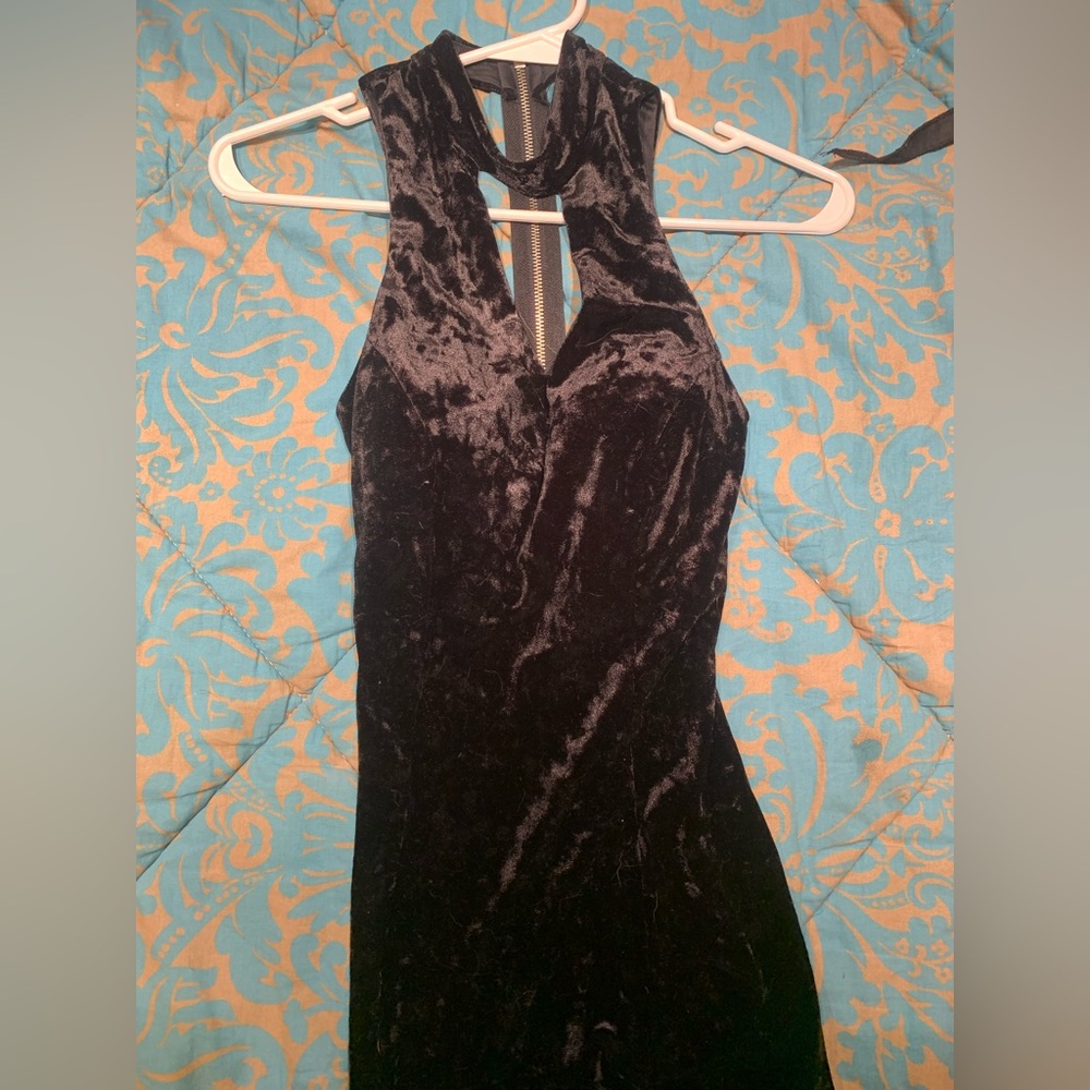 black velvet zipper dress